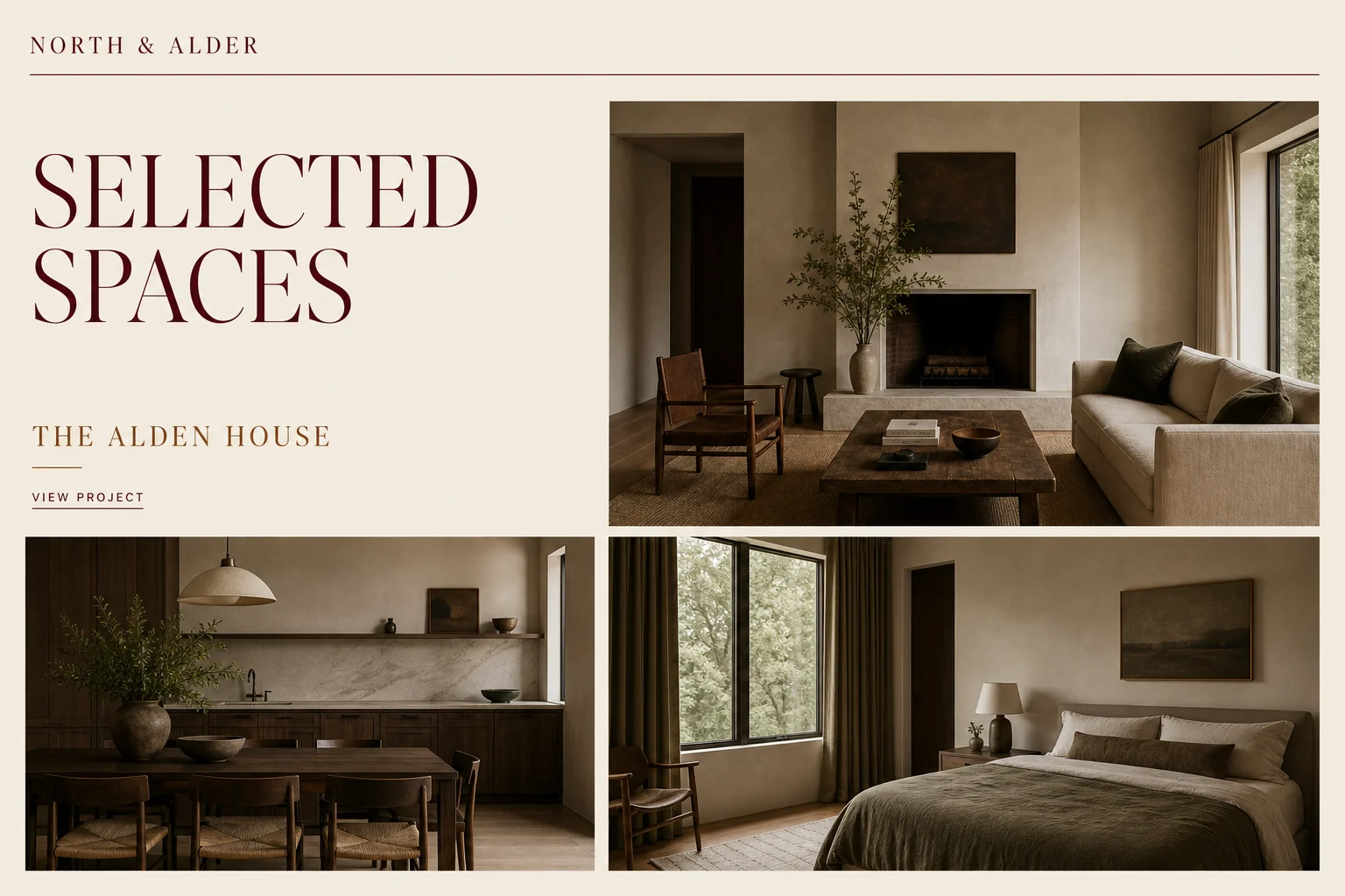 North & Alder Selected spaces page design